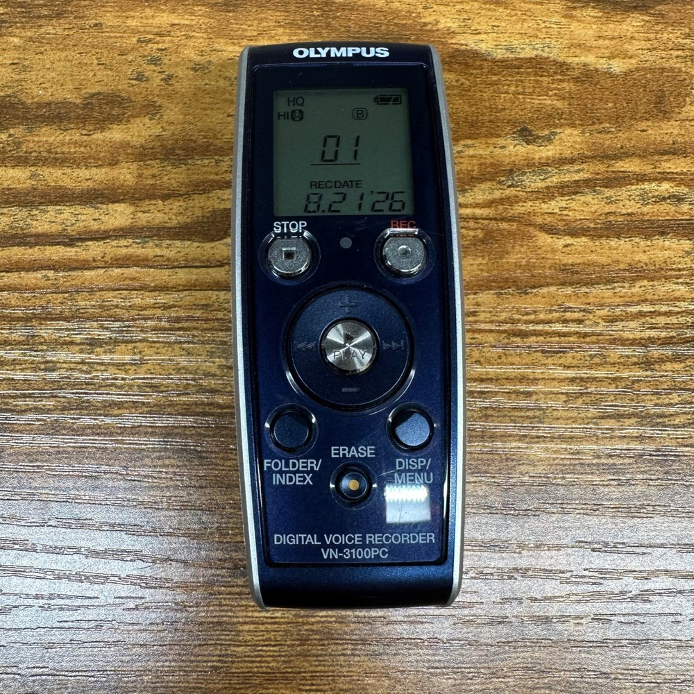 Olympus VN-3100PC Digital Voice Recorder Blue Silver Handheld Dictation Device